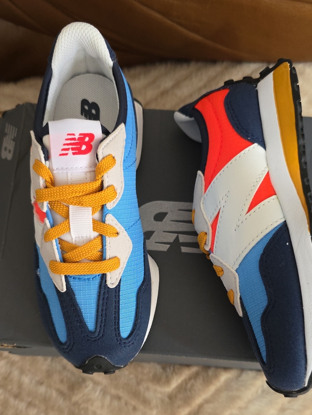 New Balance Kids Blue, Navy & Orange Retro Trainer